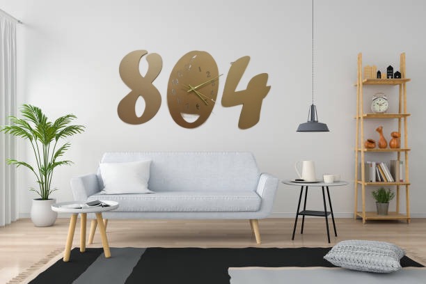 3d wall clock Wooden  Golden color  Wall Clock (804)