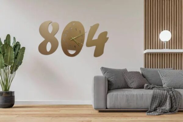3d wall clock Wooden  Golden color  Wall Clock (804) - Image 4
