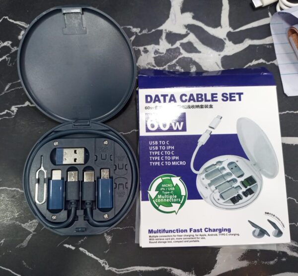 Multifunctional Data Cable Set 60W Fast Charging Cable for Android & Iphone (Random color) - Image 3