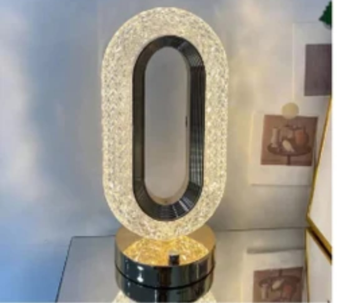 Rechargeable Luxury Oval Shaped Crystal Table Lamp With 3 Colors Touch Control | Best Quality Table Lamp - Image 4