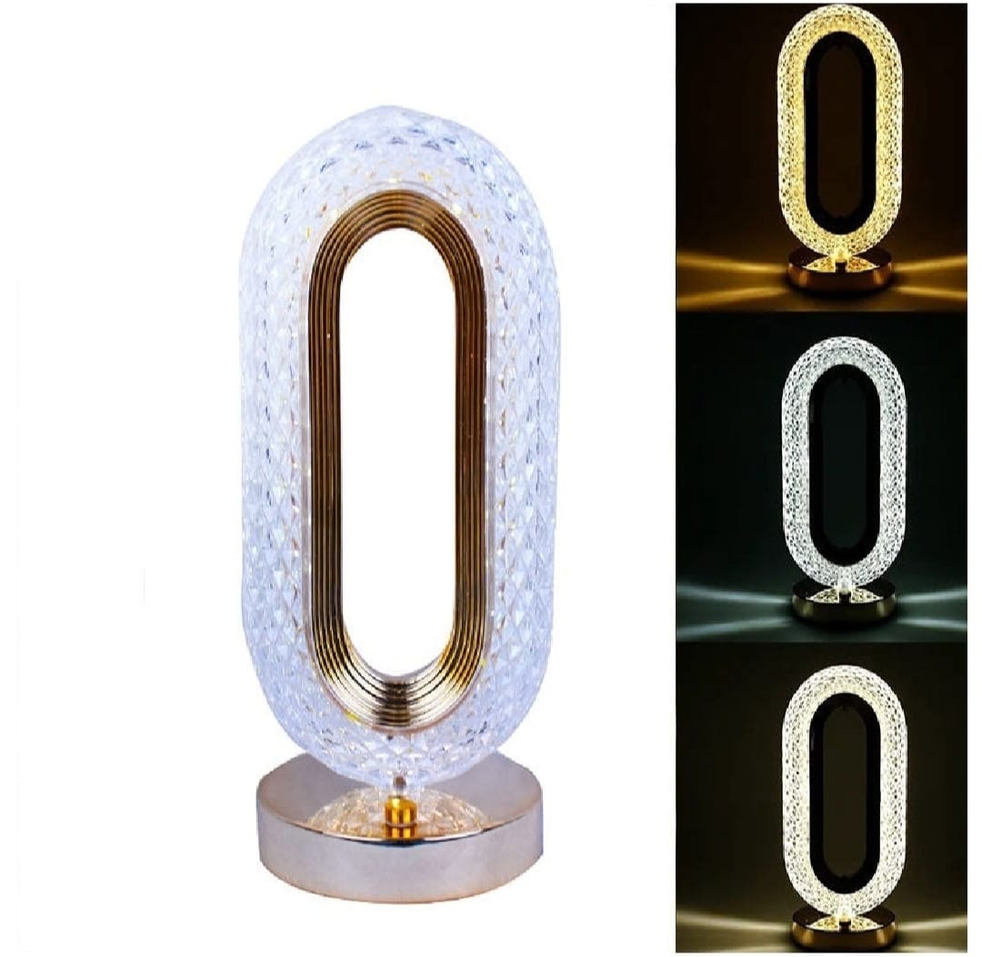 Rechargeable Luxury Oval Shaped Crystal Table Lamp With 3 Colors Touch Control | Best Quality Table Lamp - Image 3