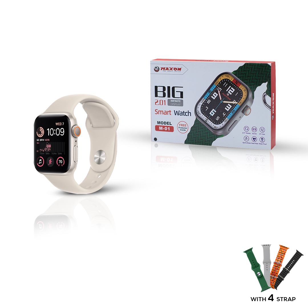 maxon M-01 2.01 Infinite Full HD Display Waterproof Smart watch Bluetooth Calls 4 Straps (random colors) - Image 7