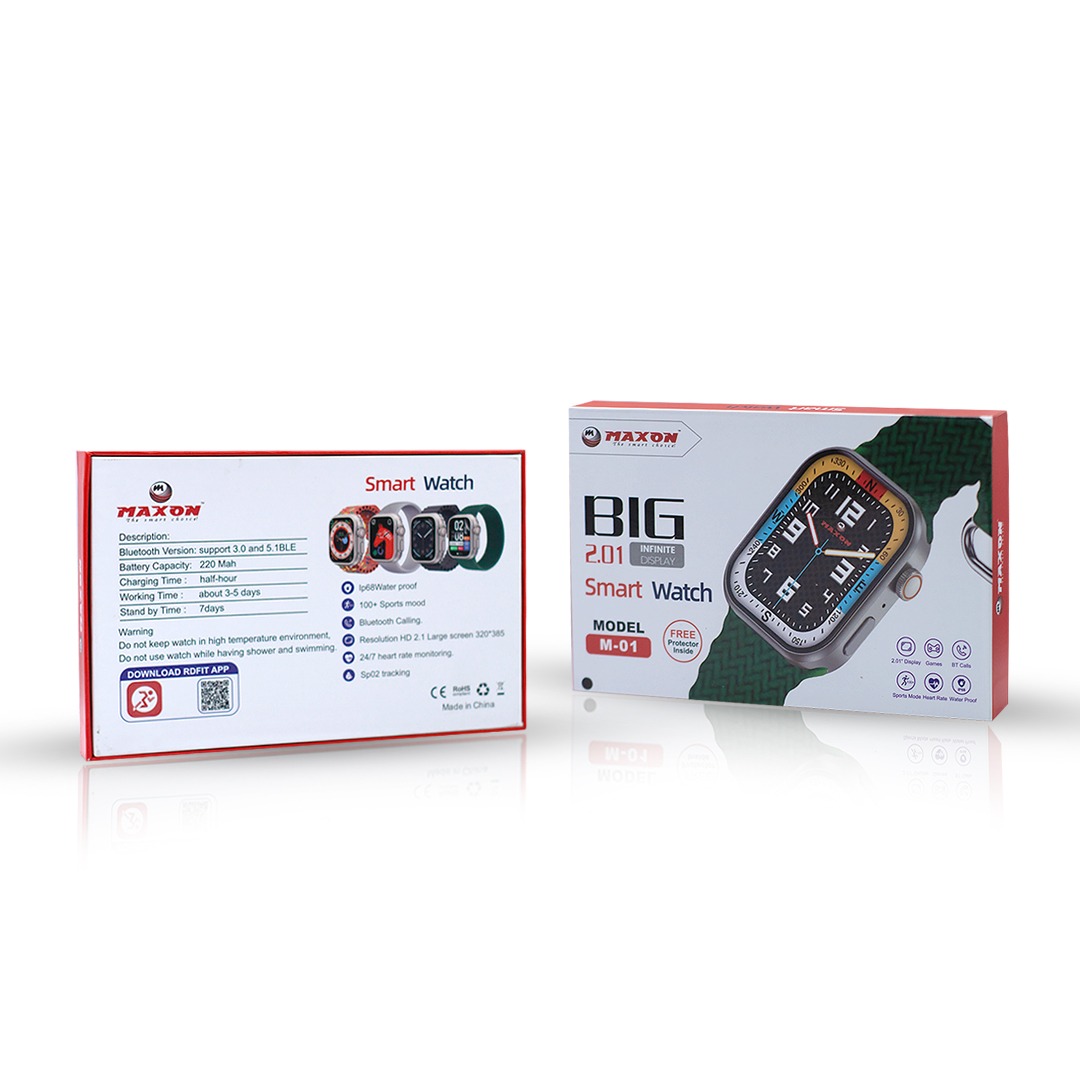 maxon M-01 2.01 Infinite Full HD Display Waterproof Smart watch Bluetooth Calls 4 Straps (random colors) - Image 9