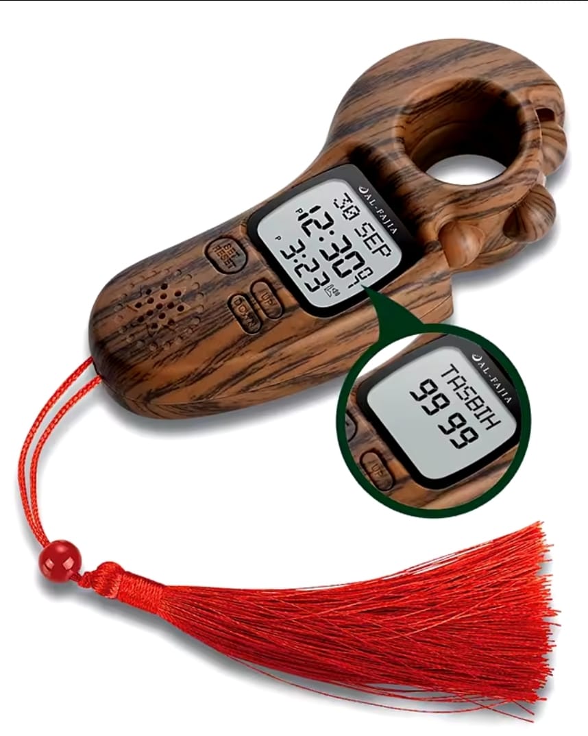Digital Tasbeeh Counter With Azan Timer Reminder & Sound – Electronic Islamic Muslim Tasbih Counter With Alarm LED Light Hijri Gregorian Calendar – Date Time Counter - Hand Tally Count For Prayer