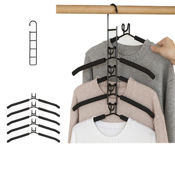 5 in 1 Hangers Space Saving, Heavy Duty Non-Slip Hangers with Padded Foam, Closet Organizer Multipurpose Hanger Organizer - Image 4