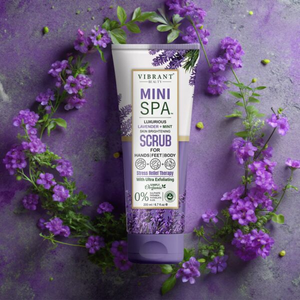 Vibrant Beauty Mini SPA Luxurious Lavender+Mint Skin Brightening Scrub With Ultra Exfoliating (200ml)