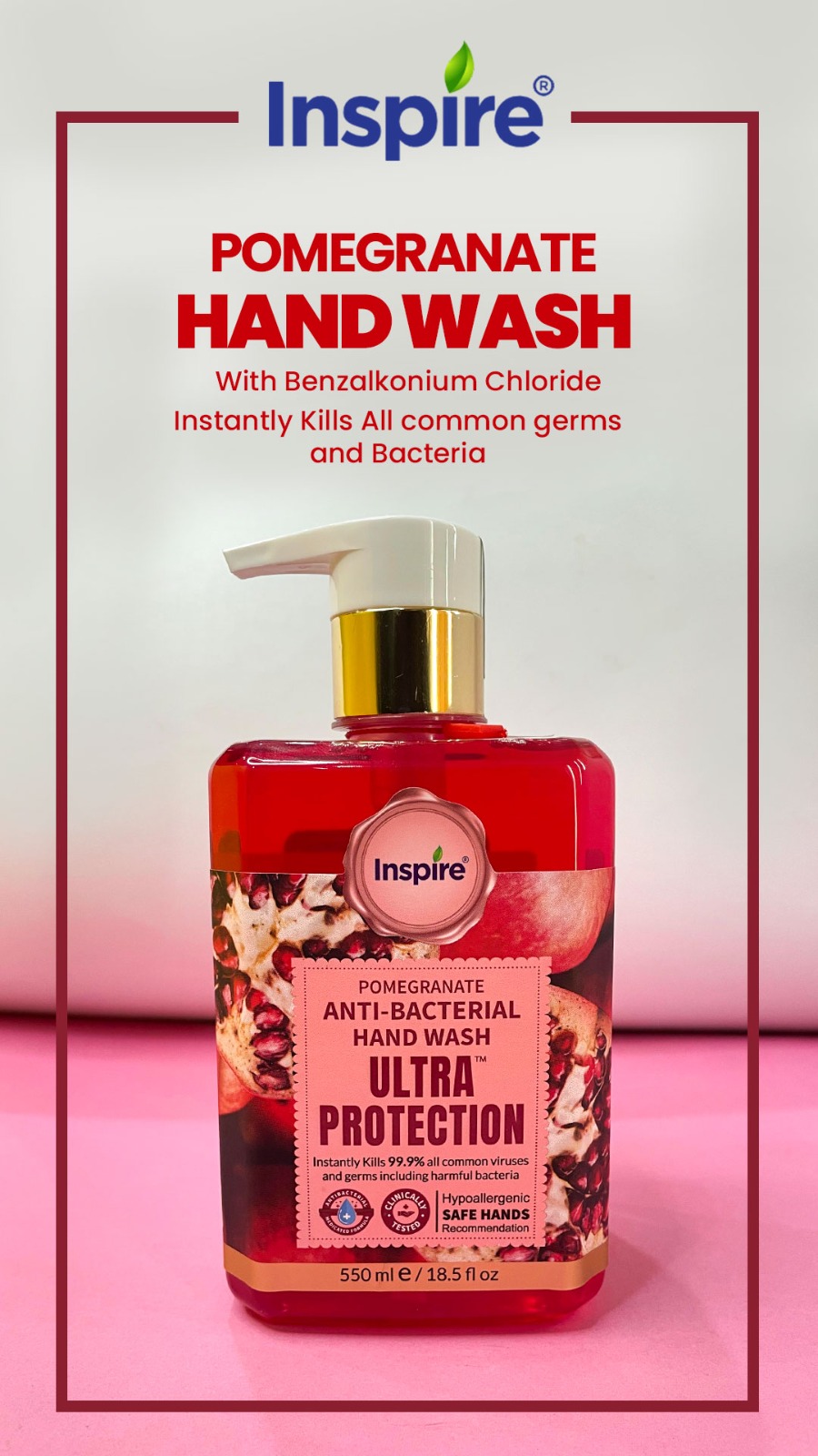 Inspire Ultra Protection Anti Bacterial Hand Wash 500ml - Image 8