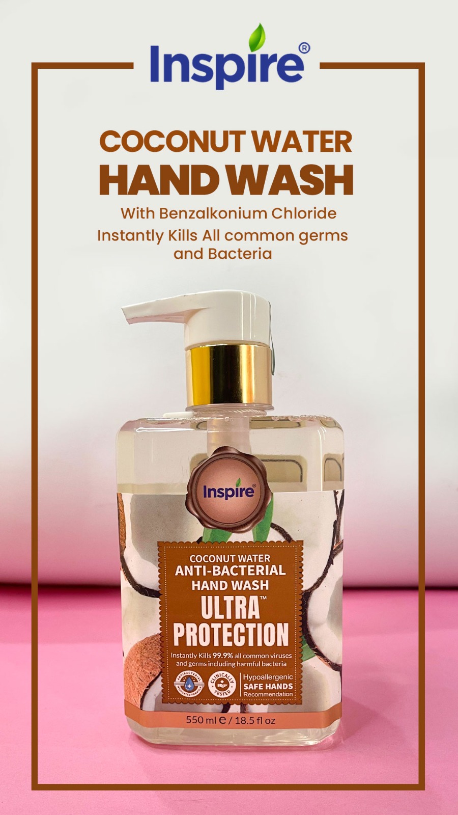 Inspire Ultra Protection Anti Bacterial Hand Wash 500ml - Image 13