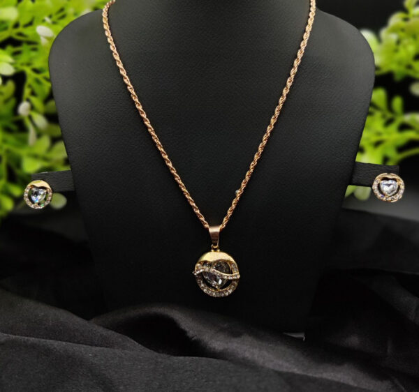 Imported Timeless Elegance Gold Pendant Necklace Set with Radiant Crystals | Girls & Women Fashion