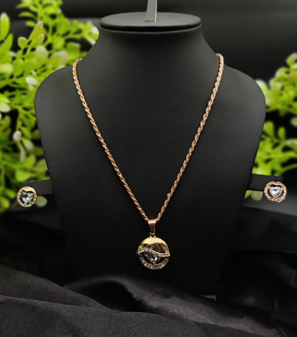 Imported Timeless Elegance Gold Pendant Necklace Set with Radiant Crystals | Girls & Women Fashion - Image 4