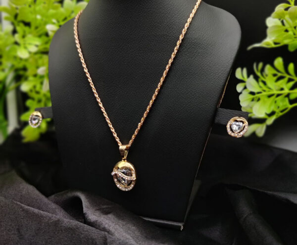 Imported Timeless Elegance Gold Pendant Necklace Set with Radiant Crystals | Girls & Women Fashion - Image 2
