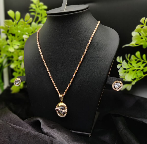 Imported Timeless Elegance Gold Pendant Necklace Set with Radiant Crystals | Girls & Women Fashion - Image 5