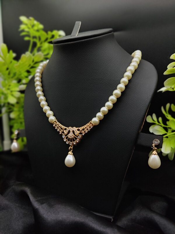 Imported Regal Pearl Embrace Necklace Set with Elegant Drop Design ✨ | Best Quality Necklace For Girls & Women | Artificial Jewellery - Image 2