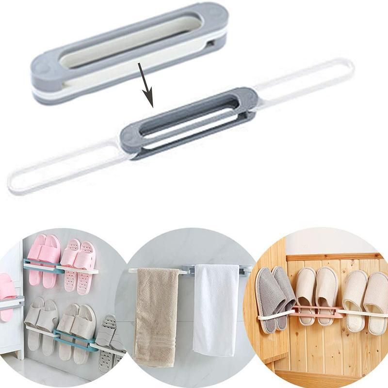 3 In 1 Shoes Rack Wall Mounted Folding Slippers Shoes Bathroom Towel Hanger Organizer Rack in House Shoes Stand Hanging Shelf Rack Holder for Multipurpose use(random color) - Image 9