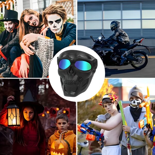 Motorcycle Skull Mask Cycling Windproof Full Face Skeleton Protective Mask Colorful Sickle Color Tactical Bike Bicycle Mask - Image 2