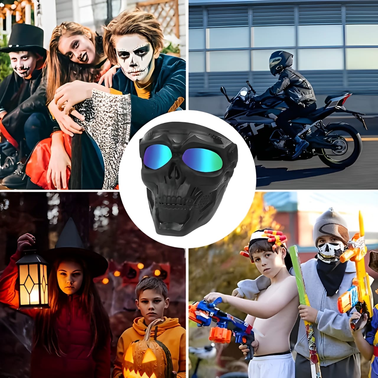 Motorcycle Skull Mask Cycling Windproof Full Face Skeleton Protective Mask Colorful Sickle Color Tactical Bike Bicycle Mask - Image 2