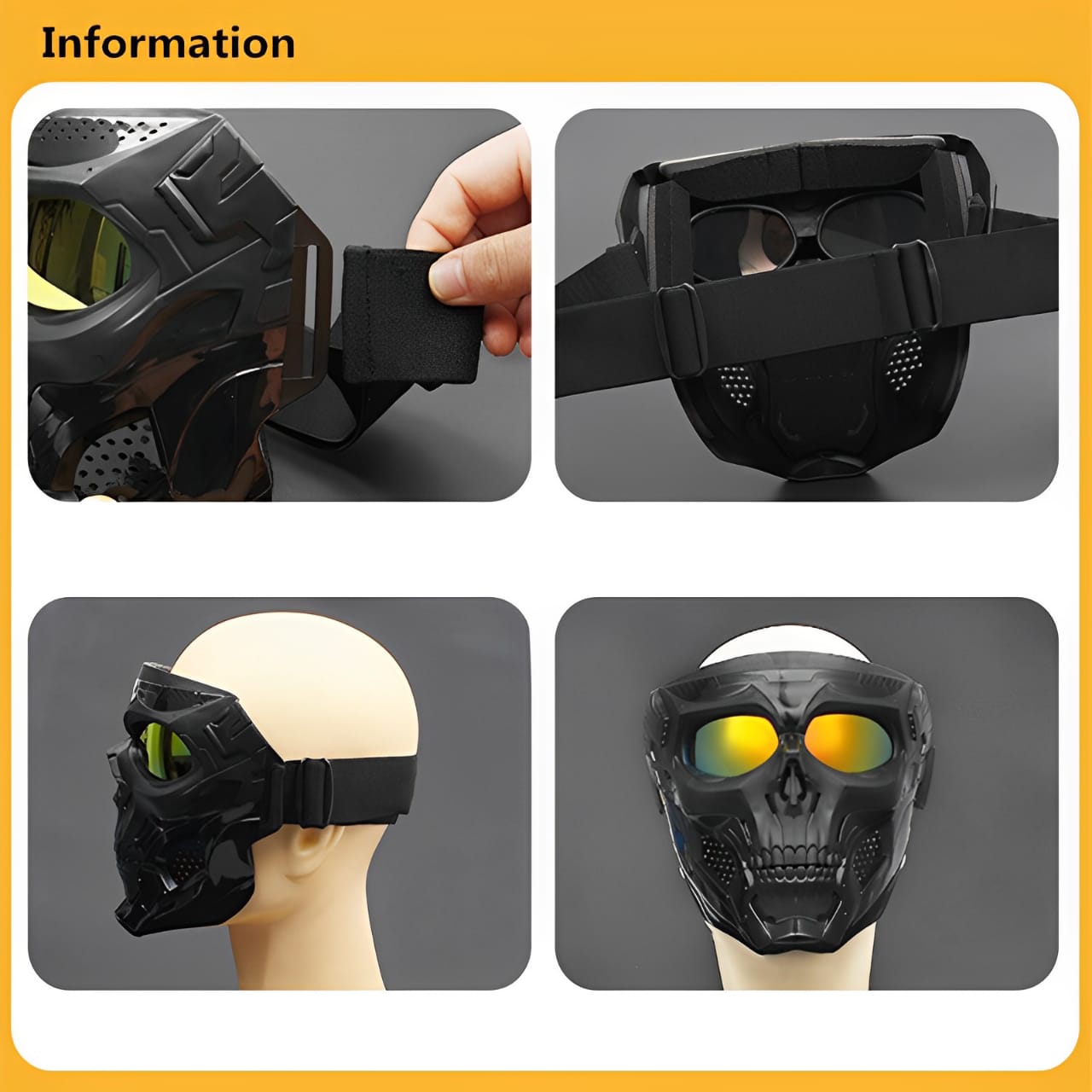 Motorcycle Skull Mask Cycling Windproof Full Face Skeleton Protective Mask Colorful Sickle Color Tactical Bike Bicycle Mask - Image 3