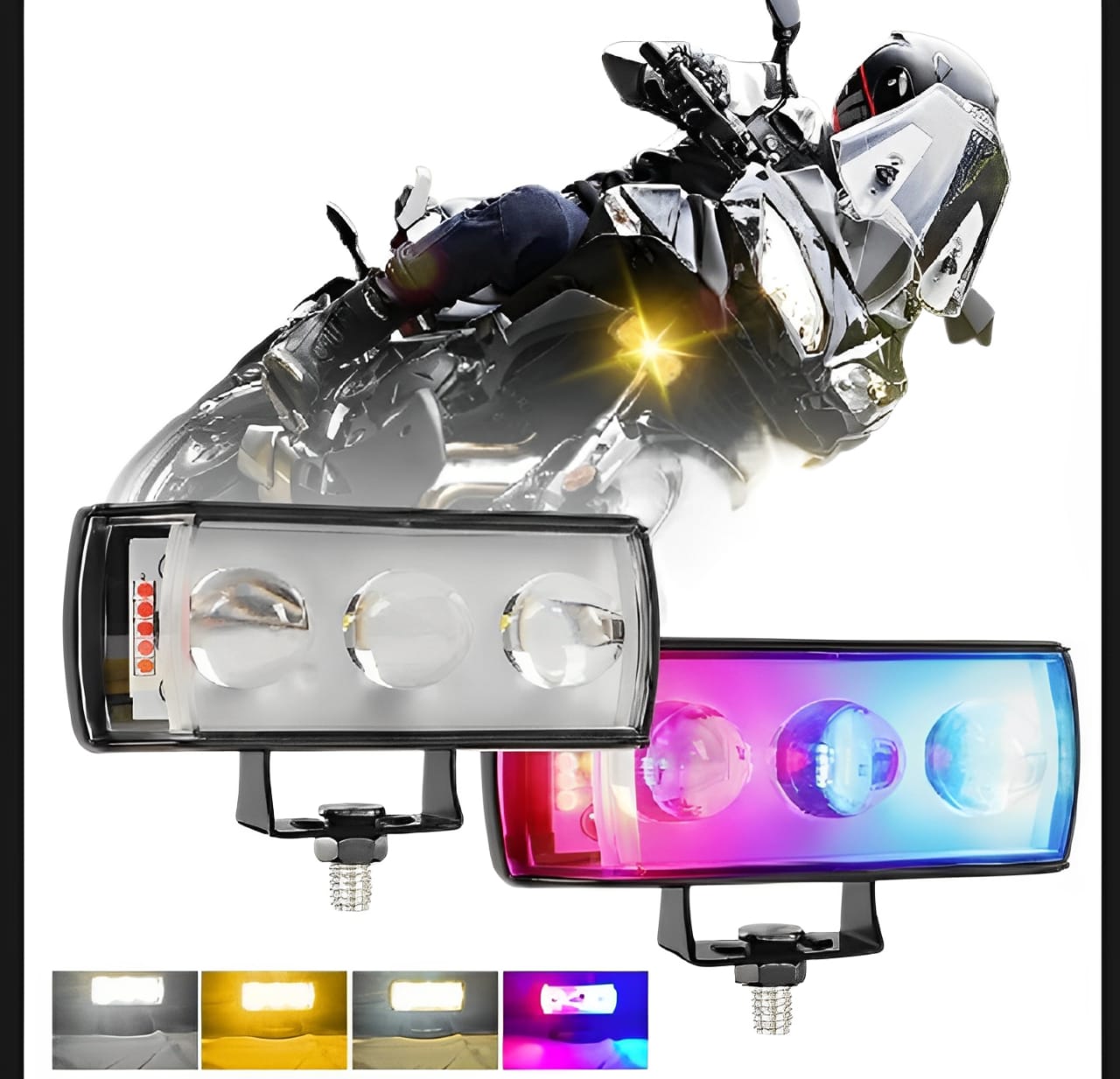 1 Pc Mini LED Driving Fog Light | 4-Color Auxiliary Spotlight for ATV, SUV, UTV (12-80V) – Hi/Low Beam - Image 2