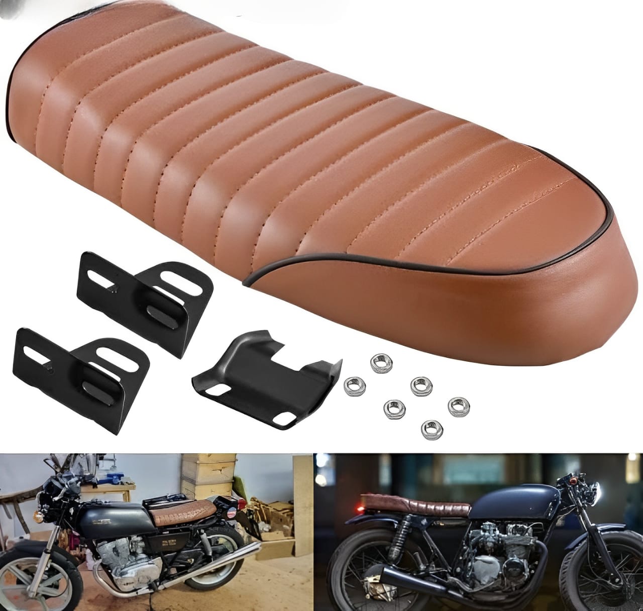 High-Quality Cafe Racer Bike Seat with Complete Fitting | Compatible with CD 70, 125 & All Bikes