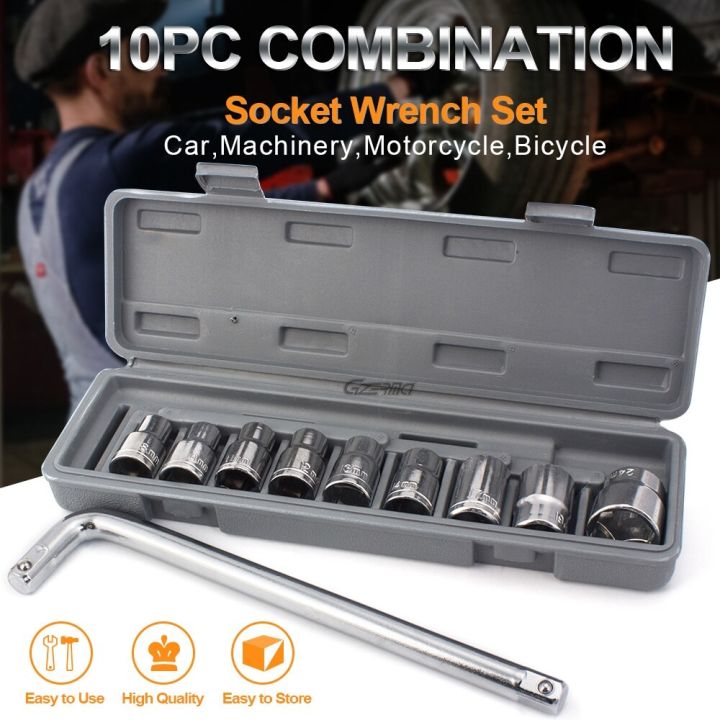 CTW-1810 | 10 Piece High Quality Socket Wrench Set Spanner Car Machine Repair Service Tools Kit | Best Quality Tool Kit