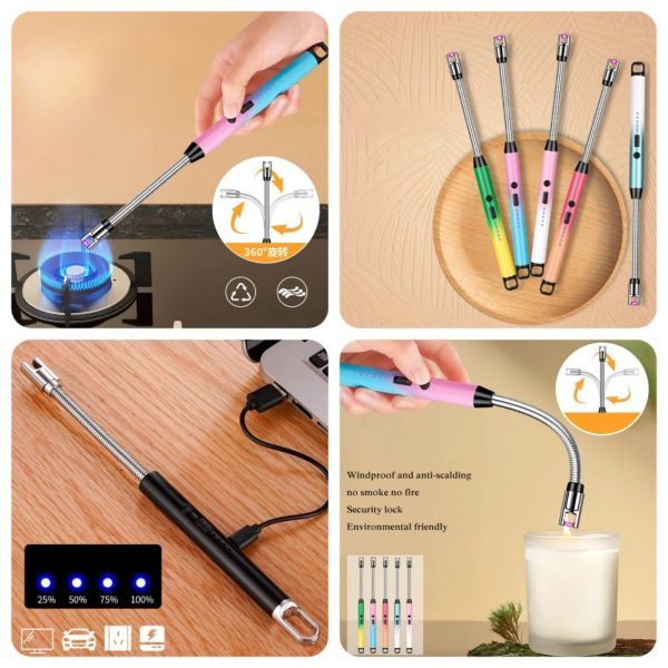 Combo Deal Of Gas Saver Burner Stand + USB Rechargeable Arc Lighter | Best Quality Lighter and Gas Saver Burner ( Random Color ) - Image 4