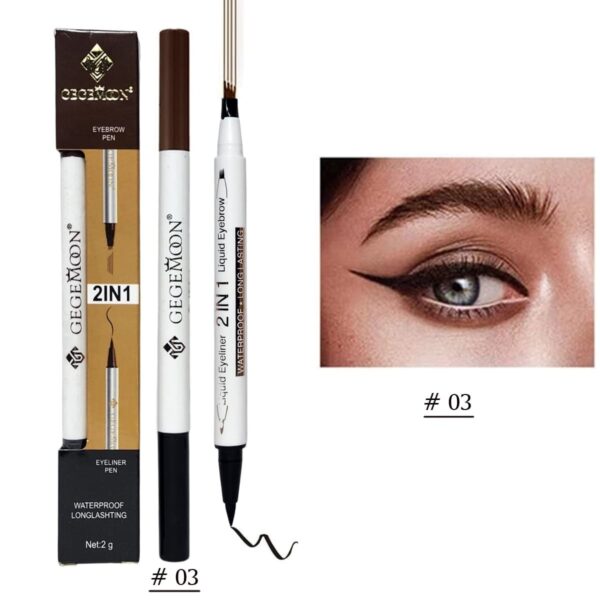 1Pc Gegemoon 1Pcs Waterproof 2 In 1 Long Lasting Liquid Eyeliner & Liquid Eyebrow Pencil - Image 5