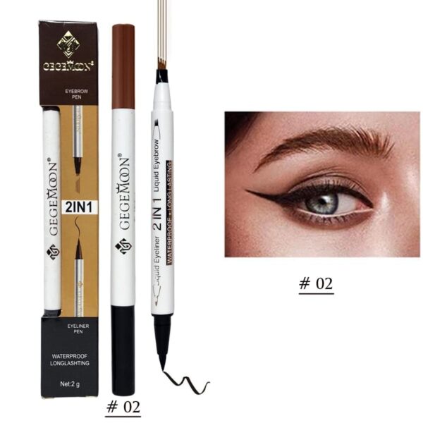 1Pc Gegemoon 1Pcs Waterproof 2 In 1 Long Lasting Liquid Eyeliner & Liquid Eyebrow Pencil - Image 6