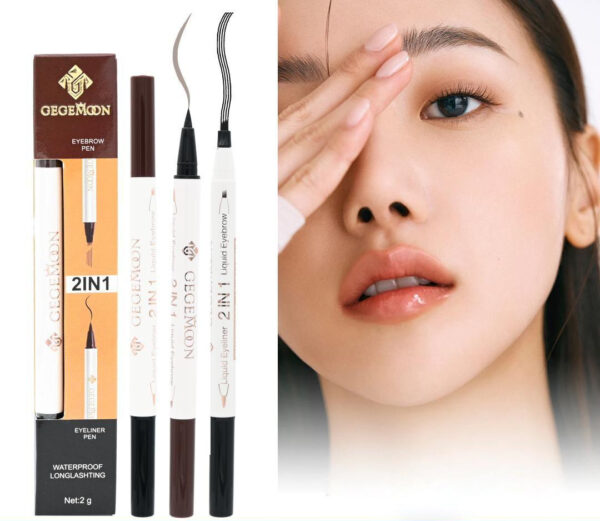 1Pc Gegemoon 1Pcs Waterproof 2 In 1 Long Lasting Liquid Eyeliner & Liquid Eyebrow Pencil - Image 2