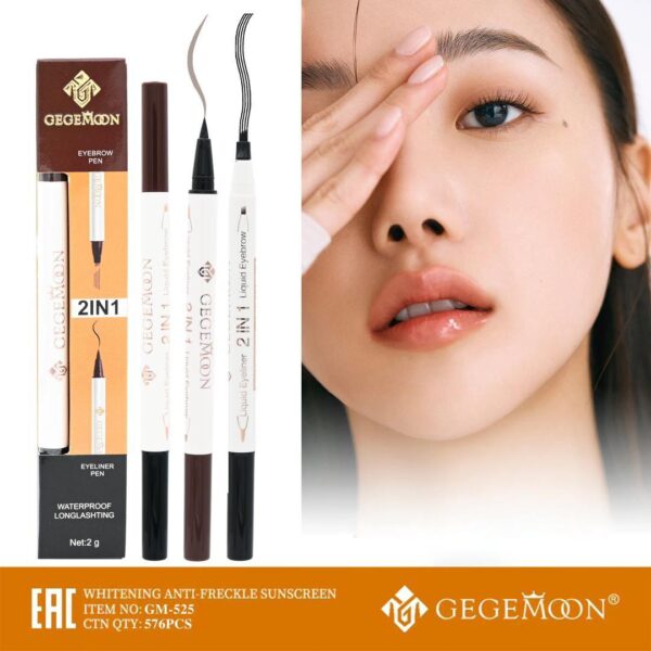 1Pc Gegemoon 1Pcs Waterproof 2 In 1 Long Lasting Liquid Eyeliner & Liquid Eyebrow Pencil - Image 4
