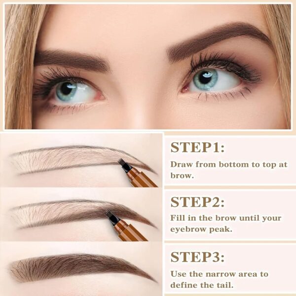 4 Points Tip Tattoo Pen | 4 Tip Tattoo Eyebrow Pen | Eyebrow Pencil Creates Natural Makeup Effect - Image 3