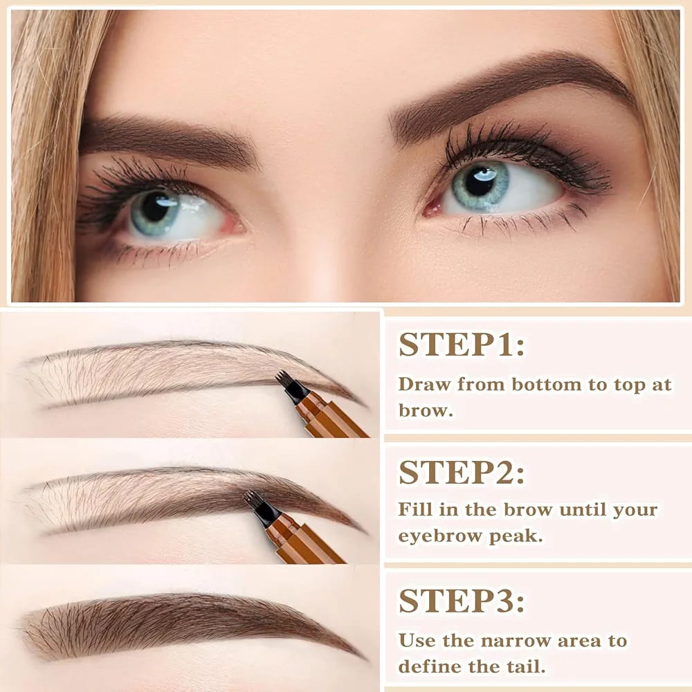 4 Points Tip Tattoo Pen | 4 Tip Tattoo Eyebrow Pen | Eyebrow Pencil Creates Natural Makeup Effect - Image 3