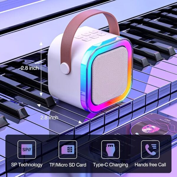 Portable Bluetooth Karaoke Speaker with RGB Lights & Controllable Battery – Mini Loud Speaker for Kids, Girls, and Boys | Perfect Gift for Family Parties and Karaoke Fun ( Without Mic ) - Image 2