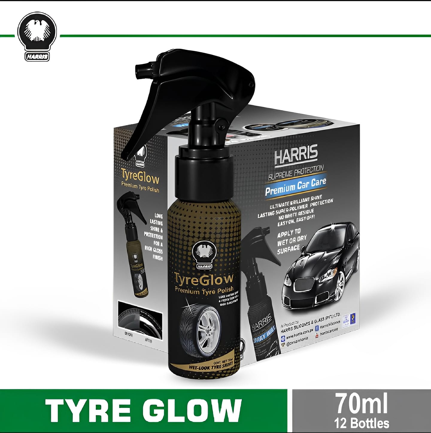 Pack of 12 Tyre glow for Tyre Shine | Best Quality Shining Spray for Car & Bike Tyres 70 ML - Image 3