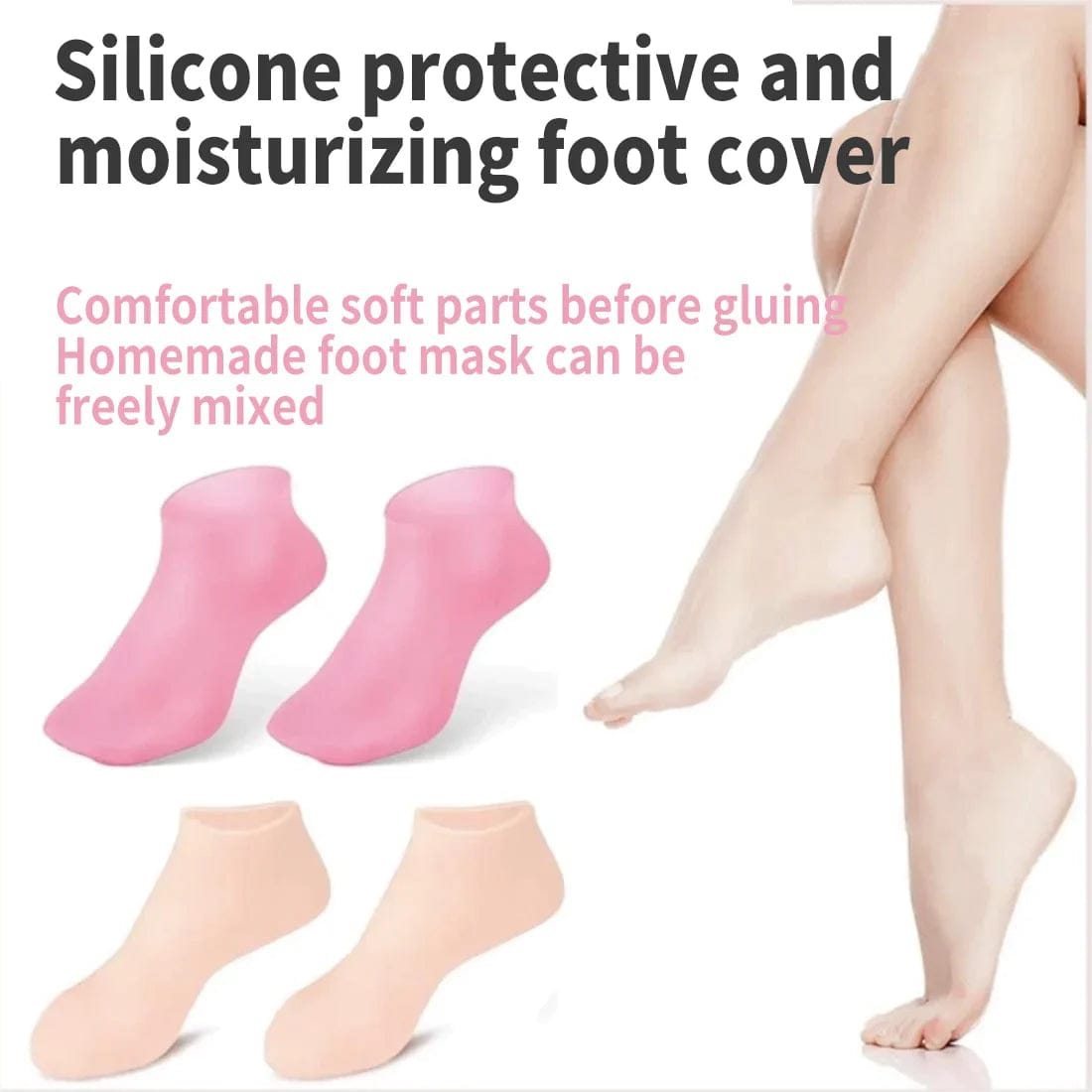 Silicone Jelly Socks Gel Moisturizing Socks Foot Care Protector Silicone Moisturizing Gel Heel Socks 1 Pair - Silicone Heel Pad Waterproof For Foot Care - Multi-Purpose Socks
