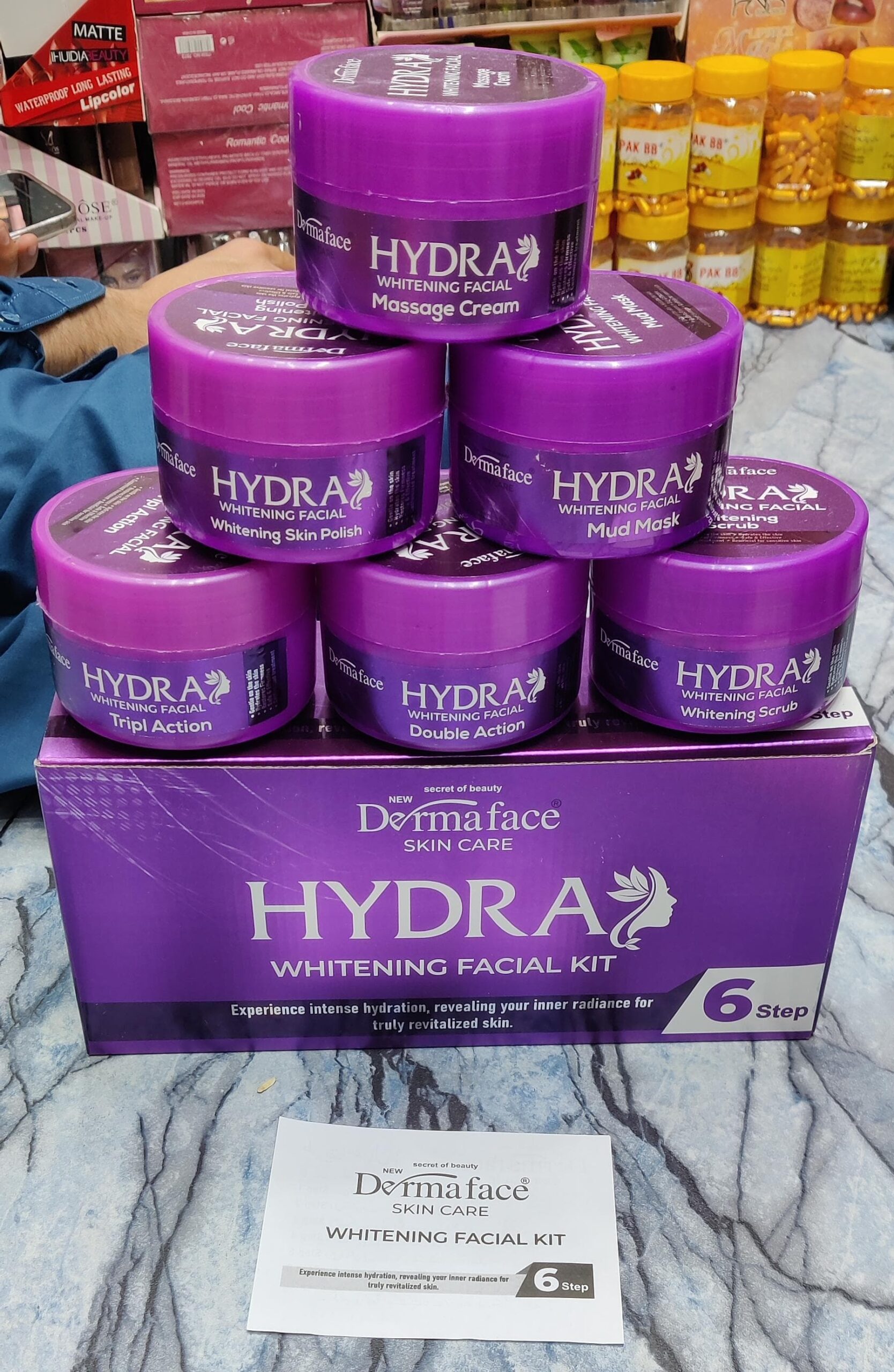 Derma Face Hydra Whitening Facial Kit 6 steps Whitening And Glowing Facial Kit 300ml - Image 4