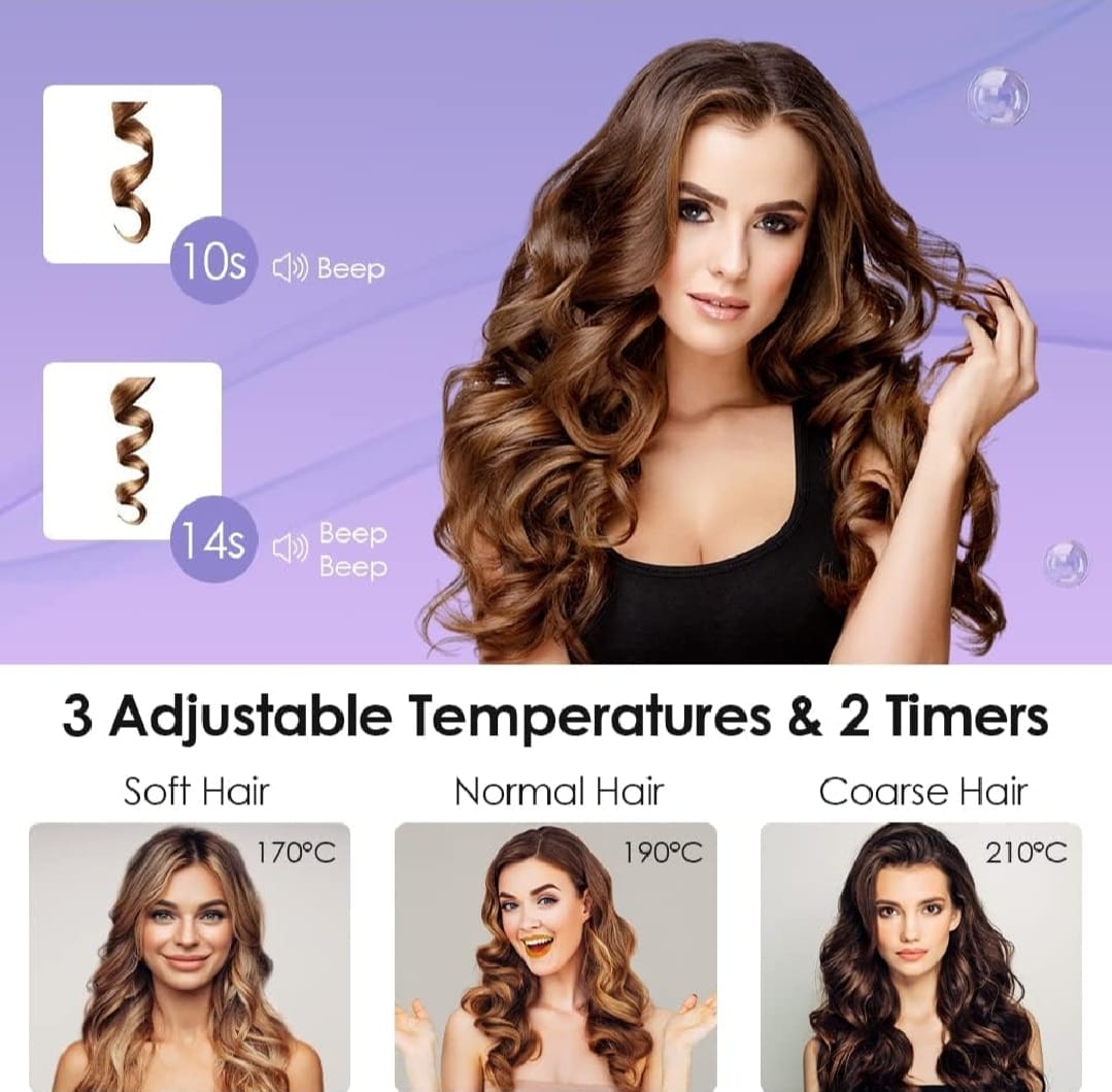 Hair Curler, 32mm Automatic Curling Iron, 3 Adjustable Temperatures And 2 Timer Reminders, Automatic Curling Iron For Long Hair, Double Anti-Scald Function, Australian Specification Plug, Suitable For Everyone ( Random Color ) - Image 11