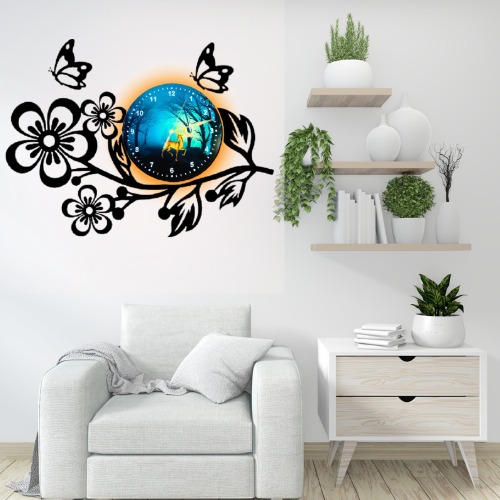 3D Wooden Flower Clock With Esthetic Dial Wall Clock | Best Quality Wall Clock For Home Decor | Home Decor Clock 25 inch - Image 3