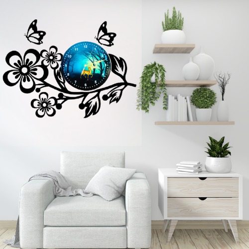 3D Wooden Flower Clock With Esthetic Dial Wall Clock | Best Quality Wall Clock For Home Decor | Home Decor Clock 25 inch - Image 2