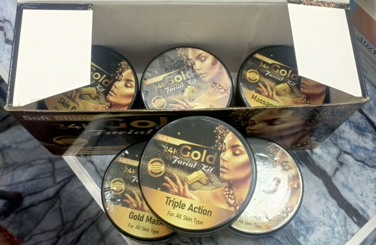 Soft Shine 24K Gold Facial Kit Whitening Facial Kit 6 steps Whitening And Glowing Facial Kit 300ml - Image 5