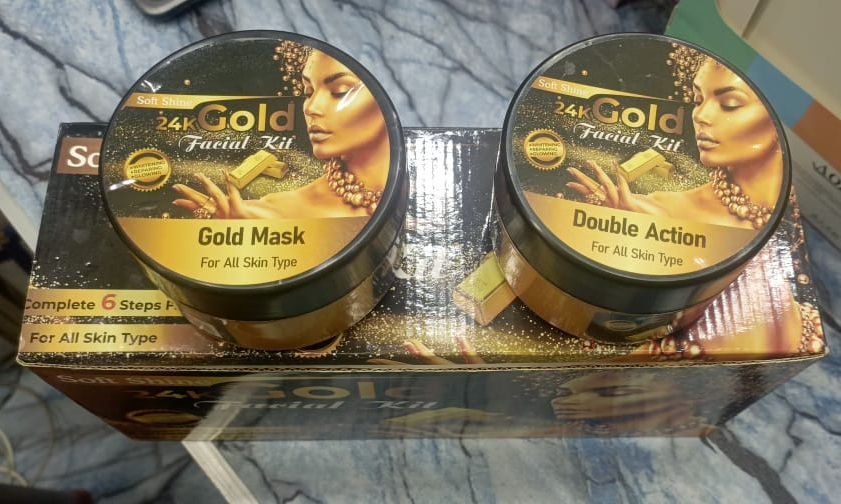 Soft Shine 24K Gold Facial Kit Whitening Facial Kit 6 steps Whitening And Glowing Facial Kit 300ml - Image 3