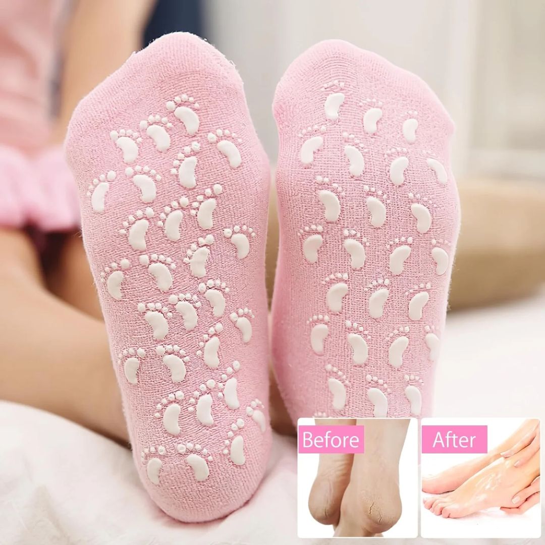 Spa Gel Socks, Ultra Soft Silicone Full Foot/Heel Protection Socks