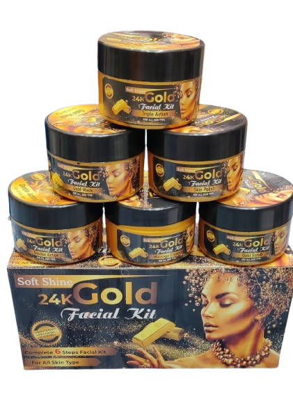 Soft Shine 24K Gold Facial Kit Whitening Facial Kit 6 steps Whitening And Glowing Facial Kit 300ml - Image 2