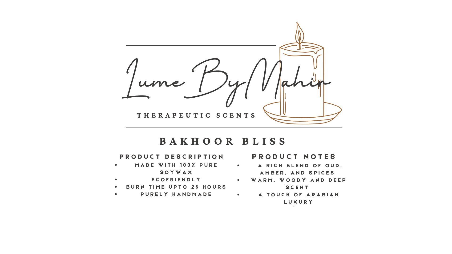 Bakhoor Bliss A Touch of Arabian Luxury – Handmade Oud & Amber Soy Wax Candle - 100 gram - Image 2