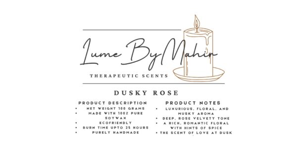 Dusky Rose | The Scent of Love at Dusk – Handmade Luxurious Floral & Musky Soy Wax Candle - 100 gram - Image 2