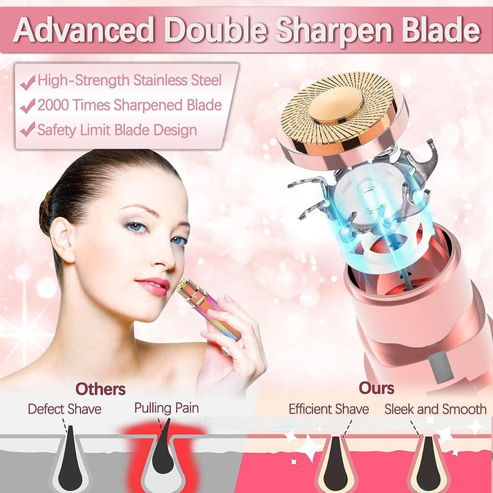 2 in 1 Electric Eyebrow Trimmer and Shaver, Rechargeable Flawless Hair Remover 2 in 1 Hair Remover Trimmer For Women, Electric Flawless Facial Machine Razor, Painless Eyebrow Removal ( With Box ) - Image 7
