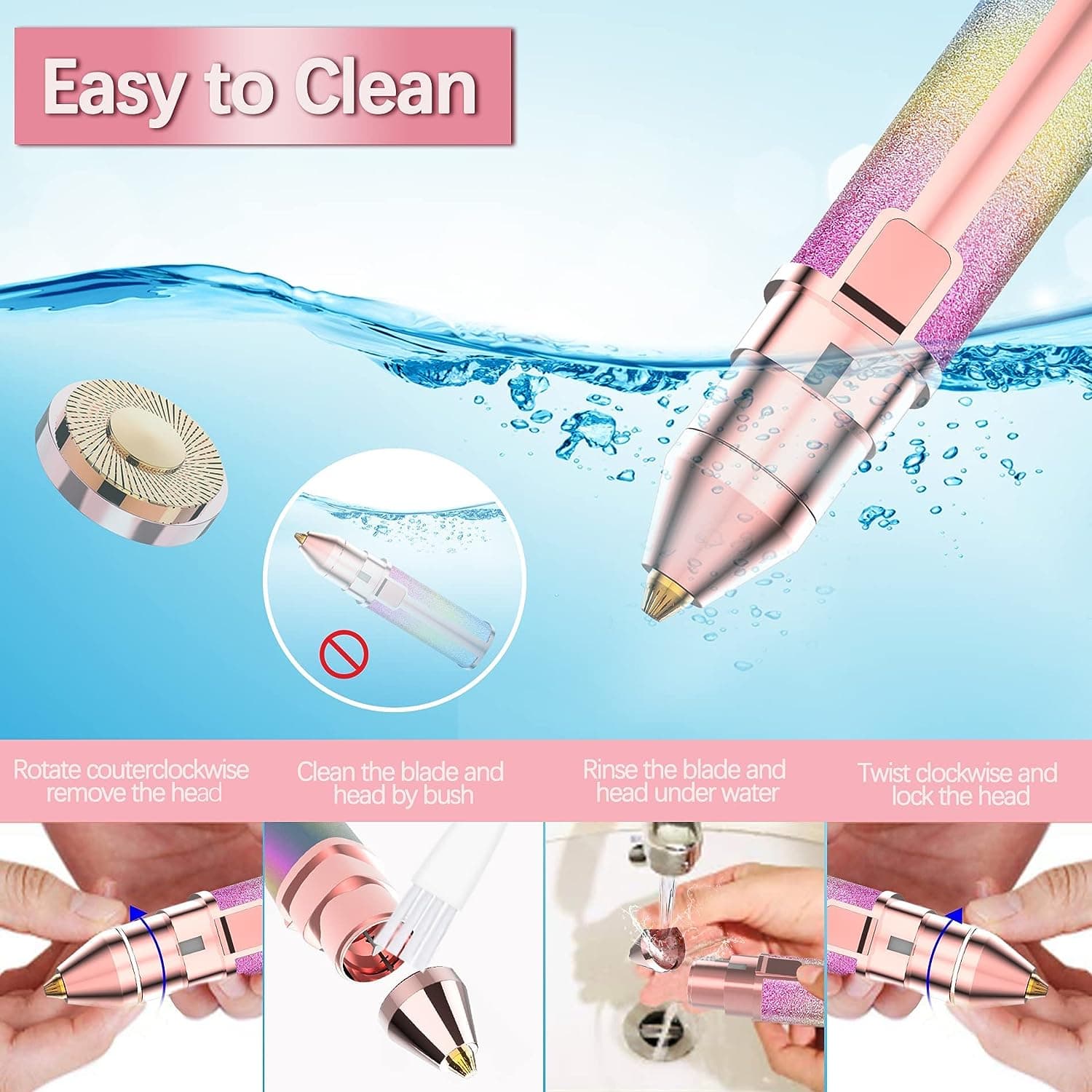 2 in 1 Electric Eyebrow Trimmer and Shaver, Rechargeable Flawless Hair Remover 2 in 1 Hair Remover Trimmer For Women, Electric Flawless Facial Machine Razor, Painless Eyebrow Removal ( With Box ) - Image 3