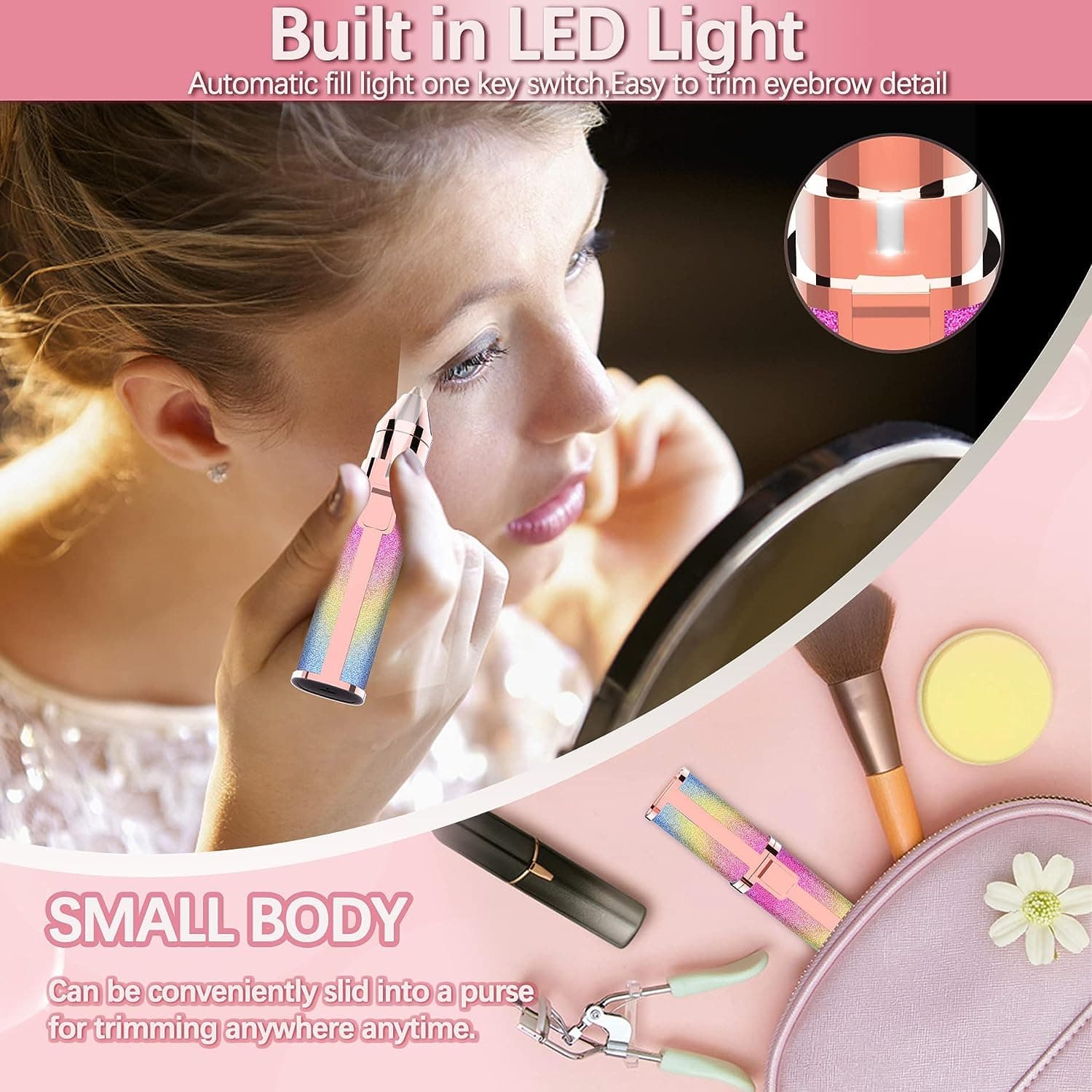 2 in 1 Electric Eyebrow Trimmer and Shaver, Rechargeable Flawless Hair Remover 2 in 1 Hair Remover Trimmer For Women, Electric Flawless Facial Machine Razor, Painless Eyebrow Removal ( With Box ) - Image 5