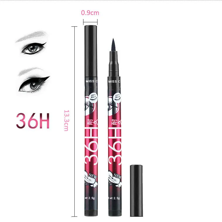(Pack of 06) YANQINA 36H Precision Liquid Waterproof Eyeliner Pencil | Eye Liner (Black) - Image 7