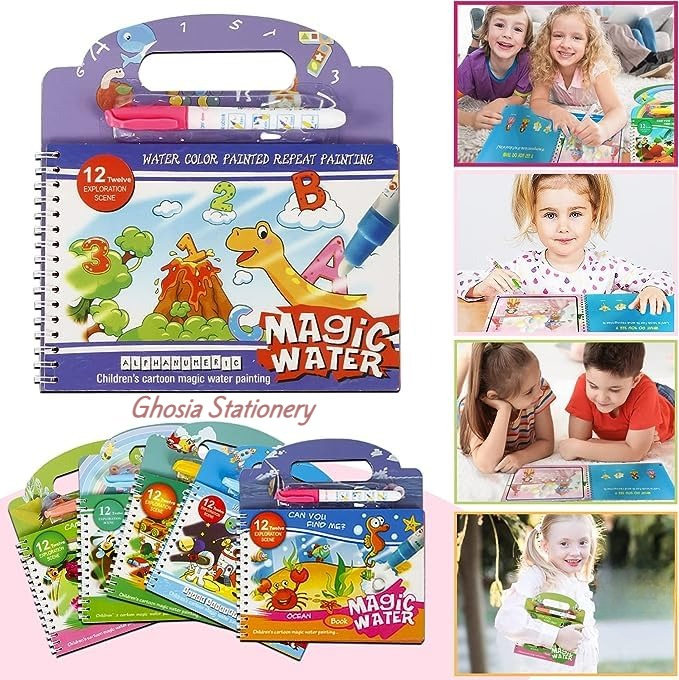 New Magic Water Book Painting Drawing Coloring Board Book Magic Water Pen (random book ) - Image 5