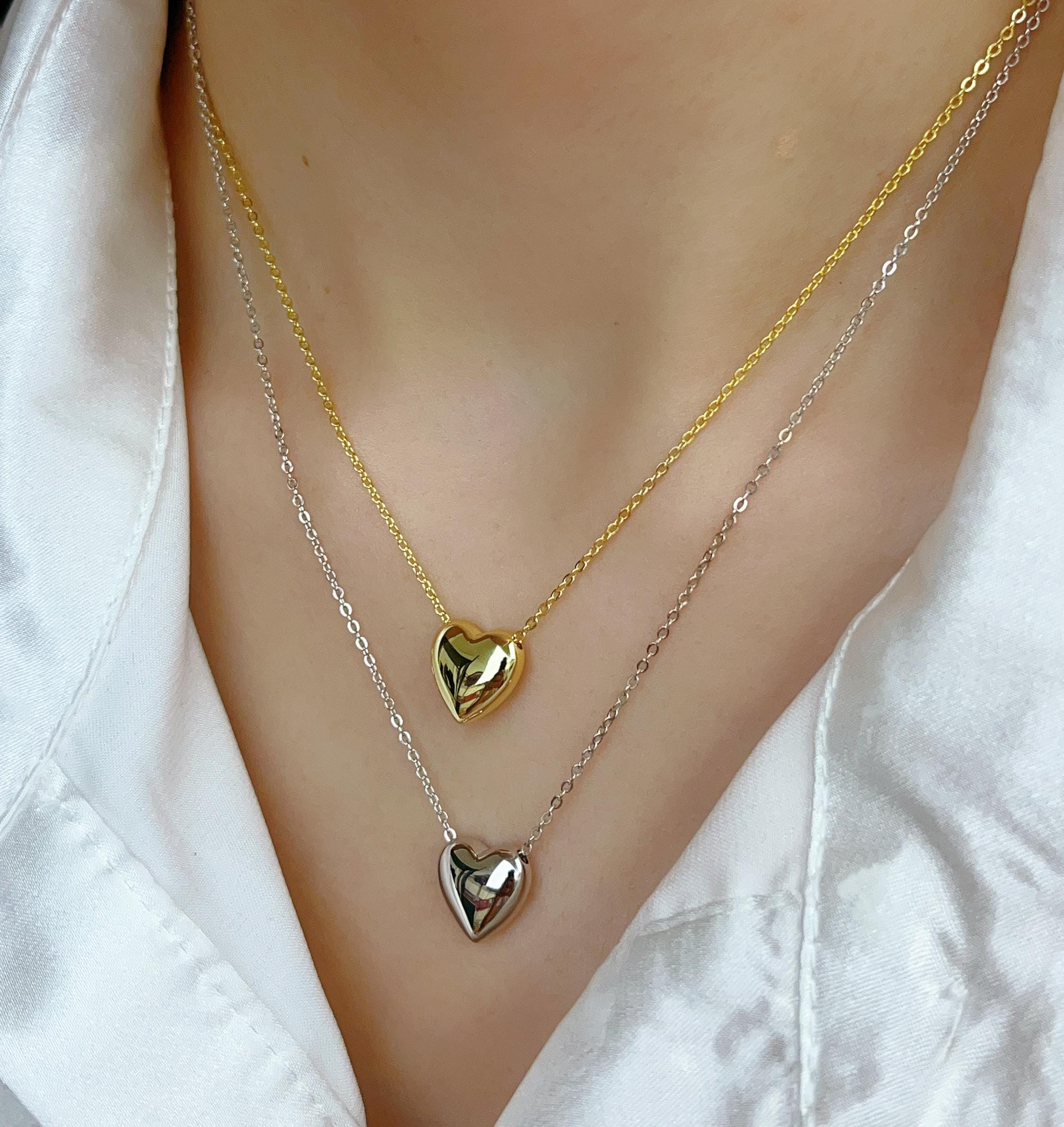 Stainless Steel Heart Shape Necklace |  Love Heart Pendant Necklace | Girls & Women Fashion - Image 3
